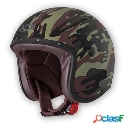 Casco caberg jet freeride commander para moto. kevlar y fibra de vidrio.mate verde / negro.