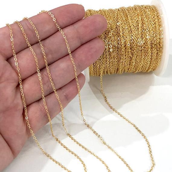 16.5 pies, 5 metros a granel 1,5x2mm 24kt cadena de cable 16.5 pies, 5 metros a granel 1,5x2mm 24kt cadena de cable