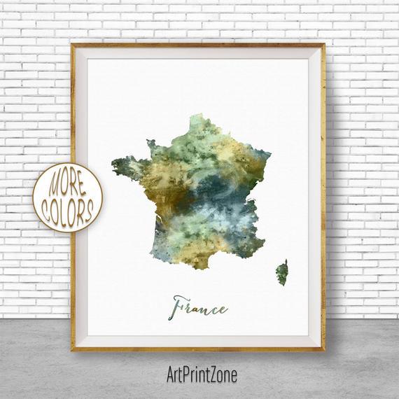 Francia mapa arte francia imprimir acuarela mapa mapa Francia mapa arte francia imprimir acuarela mapa mapa