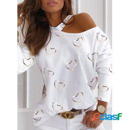 Geométrico primavera escote redondo manga larga blusas