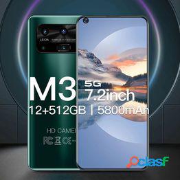 " Nueva versión global M3 Smartphone 12G 512GB 13+32MP Foto/cámara Android Batería 5800mAh Batería Celuaes 7.2"""""