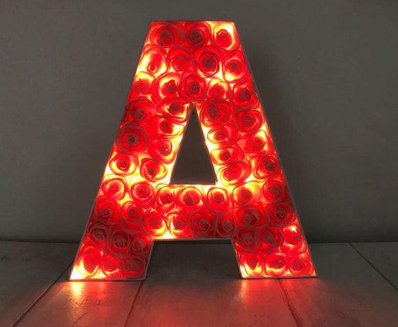 Light up letter LED initial Letter with lights | Etsy