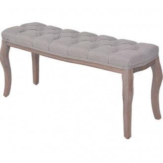 Banco de madera maciza y lino gris claro vida xl Banco de madera maciza y lino gris claro vida xl