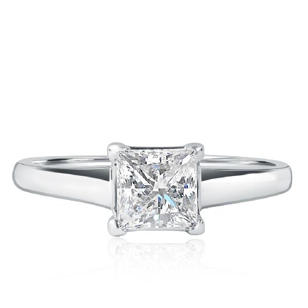 1.01 Ct Solitaire Princess Cut Anillo de compromiso de -