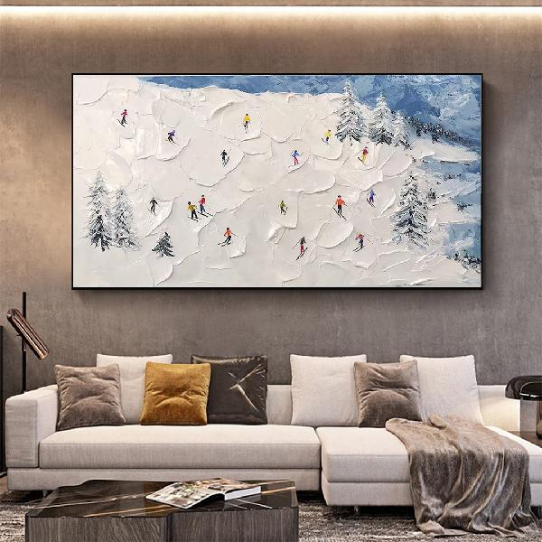 Original ski sport painting on canvas custom painting