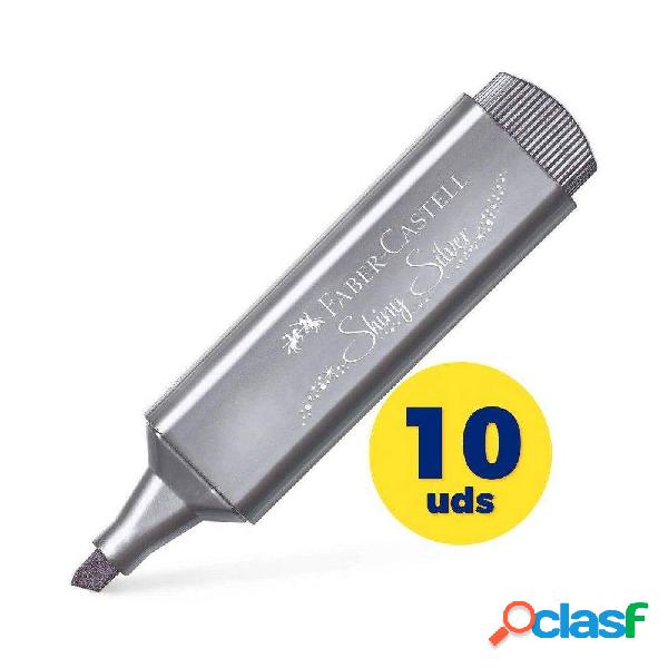 Caja de Marcadores Fluorescentes Faber Castell Textliner 46 154661/ 10 unidades/ Plata Metálico