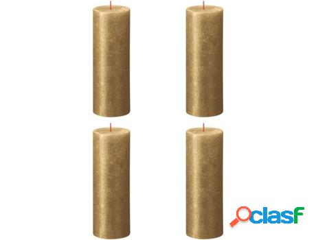 Bolsius velas rústicas shimmer 4 unidades dorado 190x68 mm