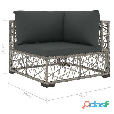 vidaXL Set de muebles de jardín 6. pzas y cojines ratán sintético gris. 9