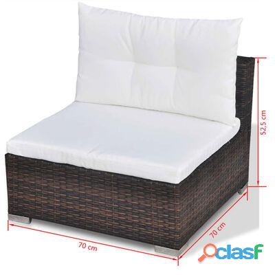 vidaXL Set muebles de jardín 10 pzas y cojines ratán sintético marrón 10