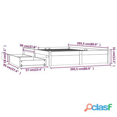 vidaXL Estructura de cama con cajones 200x200 cm 9