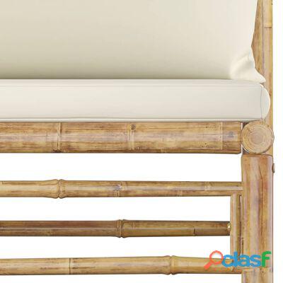 vidaXL Set de muebles de jardín 9 piezas bambú y cojines blanco crema(SKU:3058229)* 3