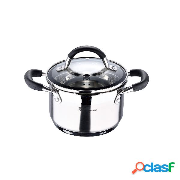 Olla ø16x10cm 1,8l de acero inoxidable con tapa foodies bgmp-1504-bk masterpro