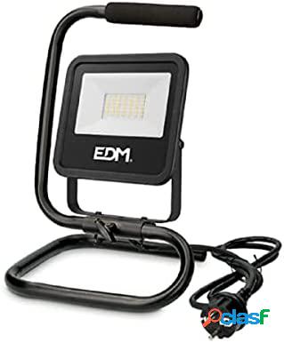 Foco proyector led con pie 30w 2370lm 6400k luz fria black series edm