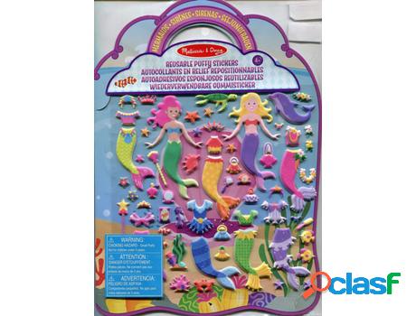 Jogo de mesa melissa &amp; doug puffy sticker play set: mermaid (3 anos)