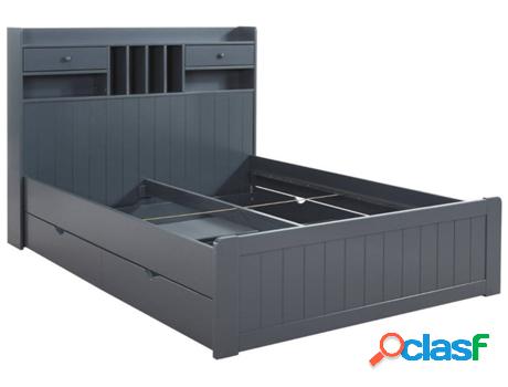 Estructura cama con almacenaje vente-unique mederick (gris - madera - 140x190 cm) Estructura cama con almacenaje vente-unique mederick (gris - madera - 140x190 cm)