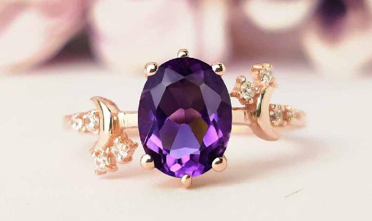 Moon of my life anillo de compromiso de amatista anillo de - Moon of my life anillo de compromiso de amatista anillo de -