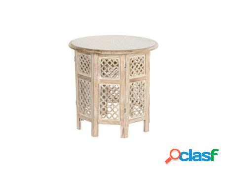 Mueble de apoyo dkd home decor marrón blanco madera de mango (49 x 49 x 53,5 cm)