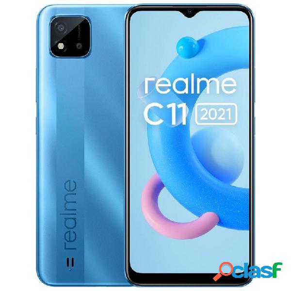 Teléfono realme c11 (2021) color azul (lake blue), 64 gb de memoria interna, 4 gb de ram, dual sim, pantalla lcd hd+ de 6,5&quot;. cámara de 8 mp con ia. smartphone completamente libre.