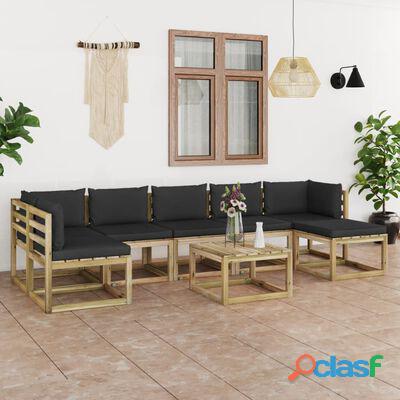 vidaXL Set de muebles de jardín 8 piezas con cojines madera impregnada(SKU:3065163)* 1