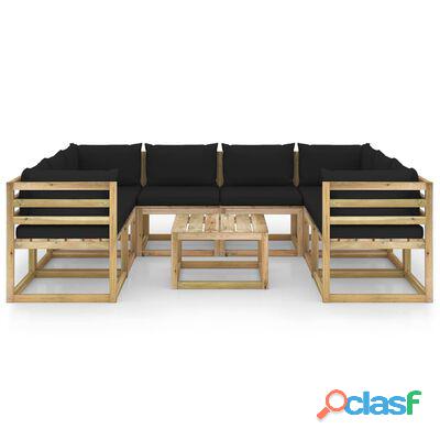 vidaXL Set de muebles de jardín 9 piezas con cojines madera impregnada(SKU:3065162)* 2
