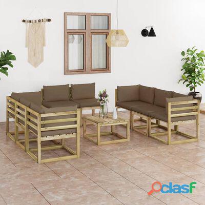 vidaXL Set de muebles de jardín 9 piezas con cojines madera impregnada(SKU:3065196)* 1