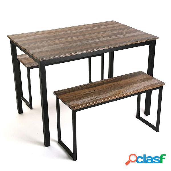 Mesa plegable cocina versa con dos bancos madera 110x70x76cm