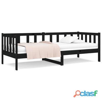 vidaXL Sofá cama madera maciza de pino negro 90x190 cm（SKU:814648）*