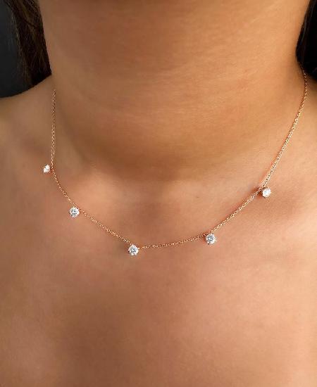 Collar de diamantes en plata de ley 925 con laminado en oro