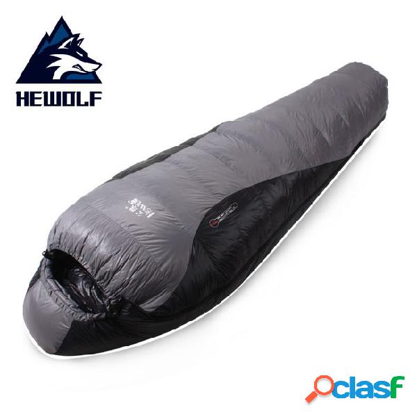 Hewolf hw-s1583 (180+30)*75cm 1200g/800g duck down adult winter camping lunch break mummified down sleeping bag