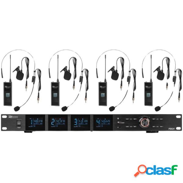 Power dynamics 179.026 pd524 set de microfono inalambrico uhf con 4 microfonos de mano