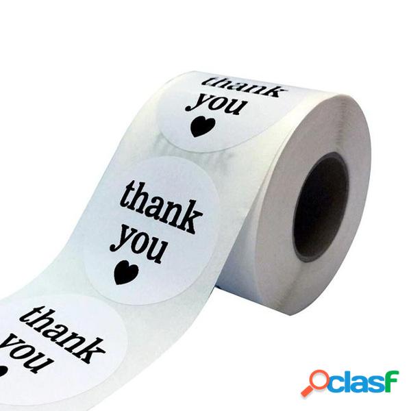 1inch white roll thank you gift package self adhesive sticker label 1000pcs round bag packing sticker label diy baking label sticker