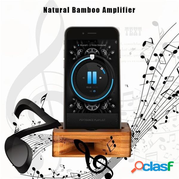 Bamboo mobile phone stand holder sound amplifier speaker universal multifunction natural wood bracket for iphone x 8 7 plus