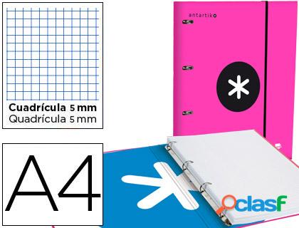 Liderpapel Antartik AW02 - Carpeta de anillas con recambio, 4 anillas redondas de 25 mm, cartón forrado, tamaño A4, color rosa fluorescente