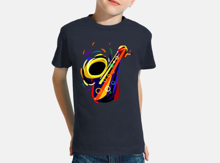 Camiseta niños sax niño, manga corta, azul marino