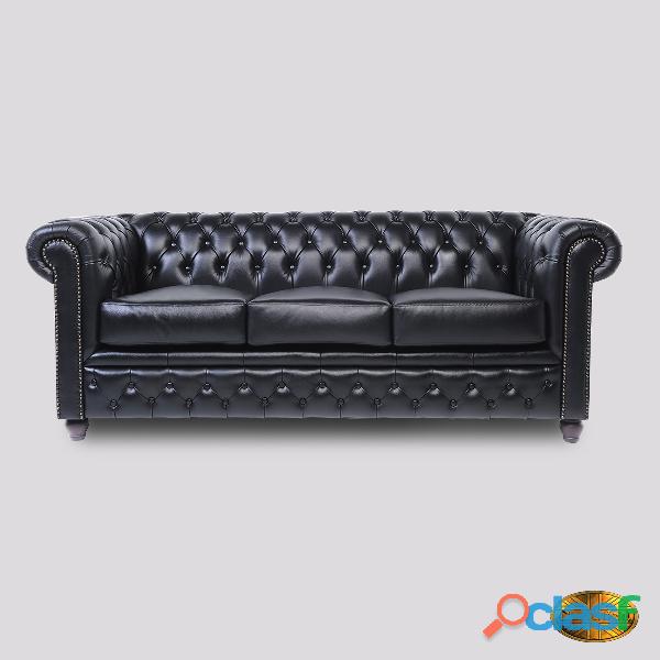 Sofá Chester de 3 Plazas – Modelo Brighton FT, Negro