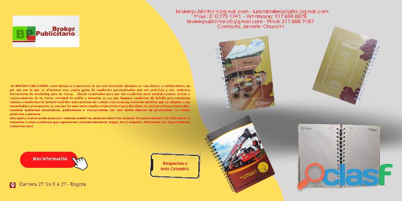 CUADERNOS CORPORATIVOS Y PUBLICITARIOS. TAPA DURA ARGOLLADO DOBLE OO 1